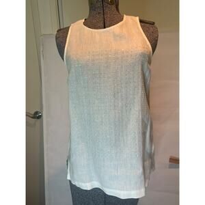 White Linen J. CREW AB Rhinestone Embellished Light Tank Top Size 2 SEE VIDEO